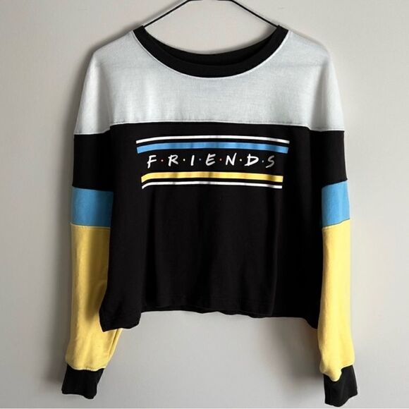 Authentic Friends Color Block Lightweight Long Sleeve Cropped Sweater - Picture 1 of 5